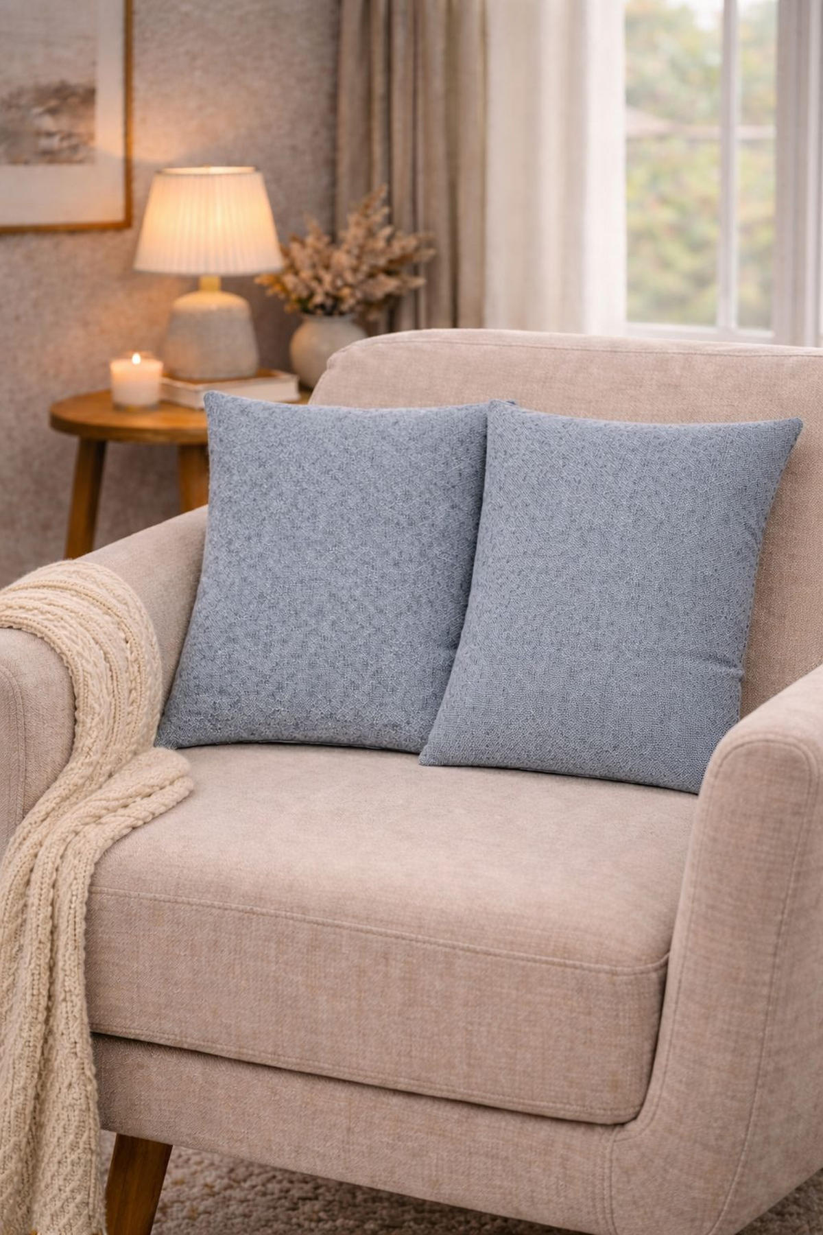 ZIERKISSEN  50/50 cm   - Blau, Basics, Textil (50/50cm)