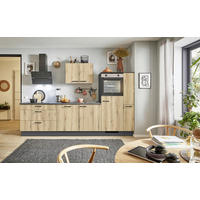 KÜCHENBLOCK PN 100 300 cm  in Graphitfarben, Eichefarben  - Eichefarben/Schwarz, Design, Holzwerkstoff/Metall (300cm) - Pino