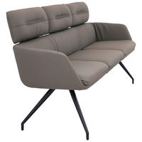 SITZBANK 200/91/70 cm Echtleder Schwarz, Dunkelgrau  - Dunkelgrau/Schwarz, Design, Leder/Metall (200/91/70cm) - Dieter Knoll