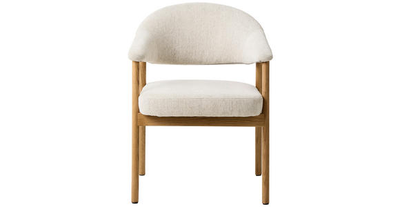 ARMLEHNSTUHL   Chenille  - Sandfarben/Eichefarben, KONVENTIONELL, Holz/Textil (63/81/63cm) - Ambia Home
