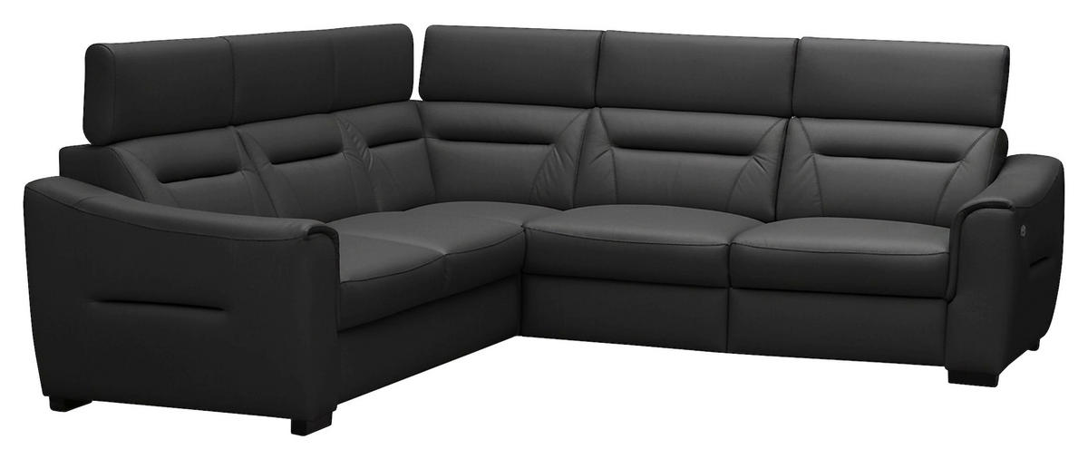 ECKSOFA  in Lederlook Echtleder Anthrazit  - Wengefarben/Anthrazit, Design, Leder/Holz (260/260cm) - Celina Home