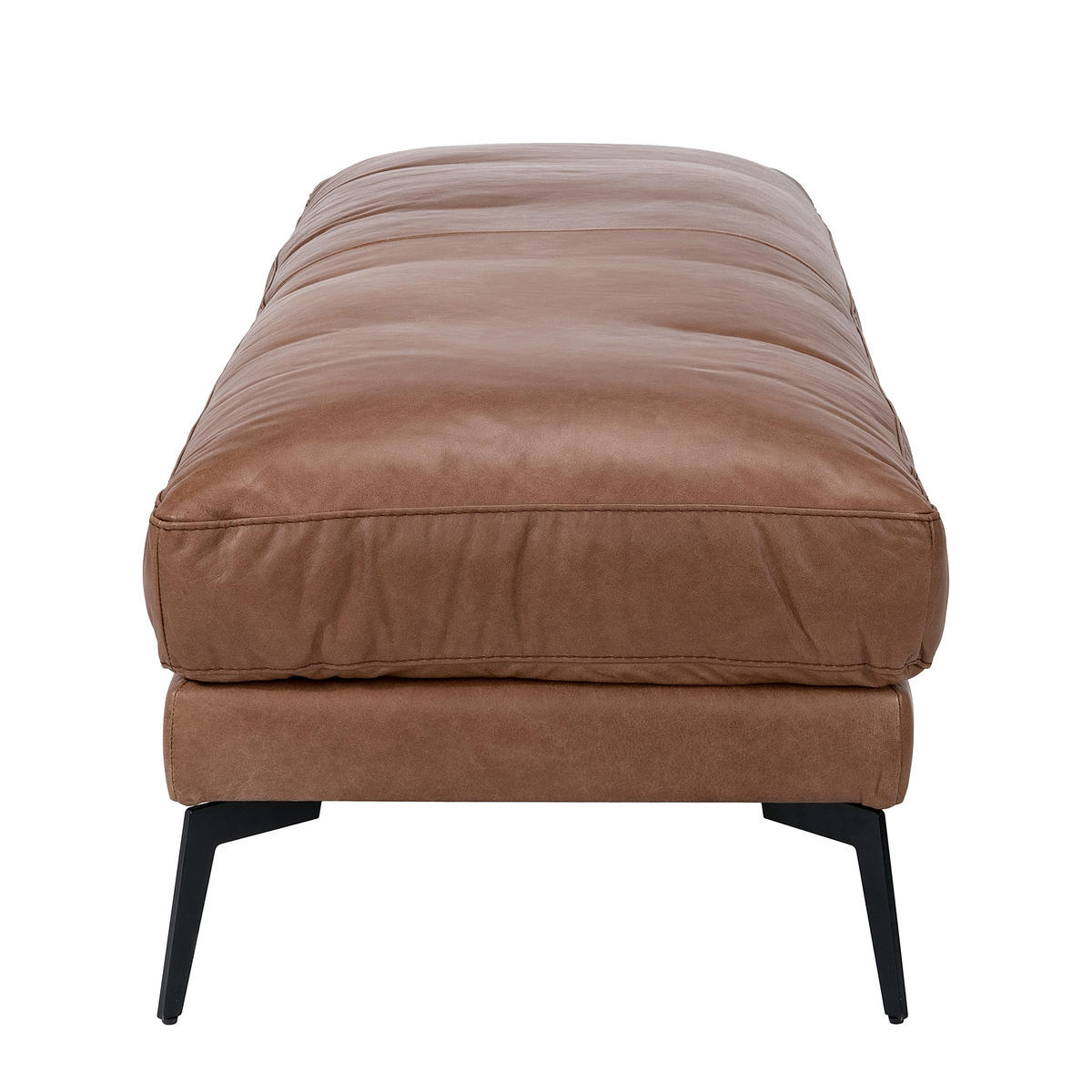 HOCKER Leder Braun  - Schwarz/Braun, Design, Leder/Metall (163/46/62cm) - Livetastic
