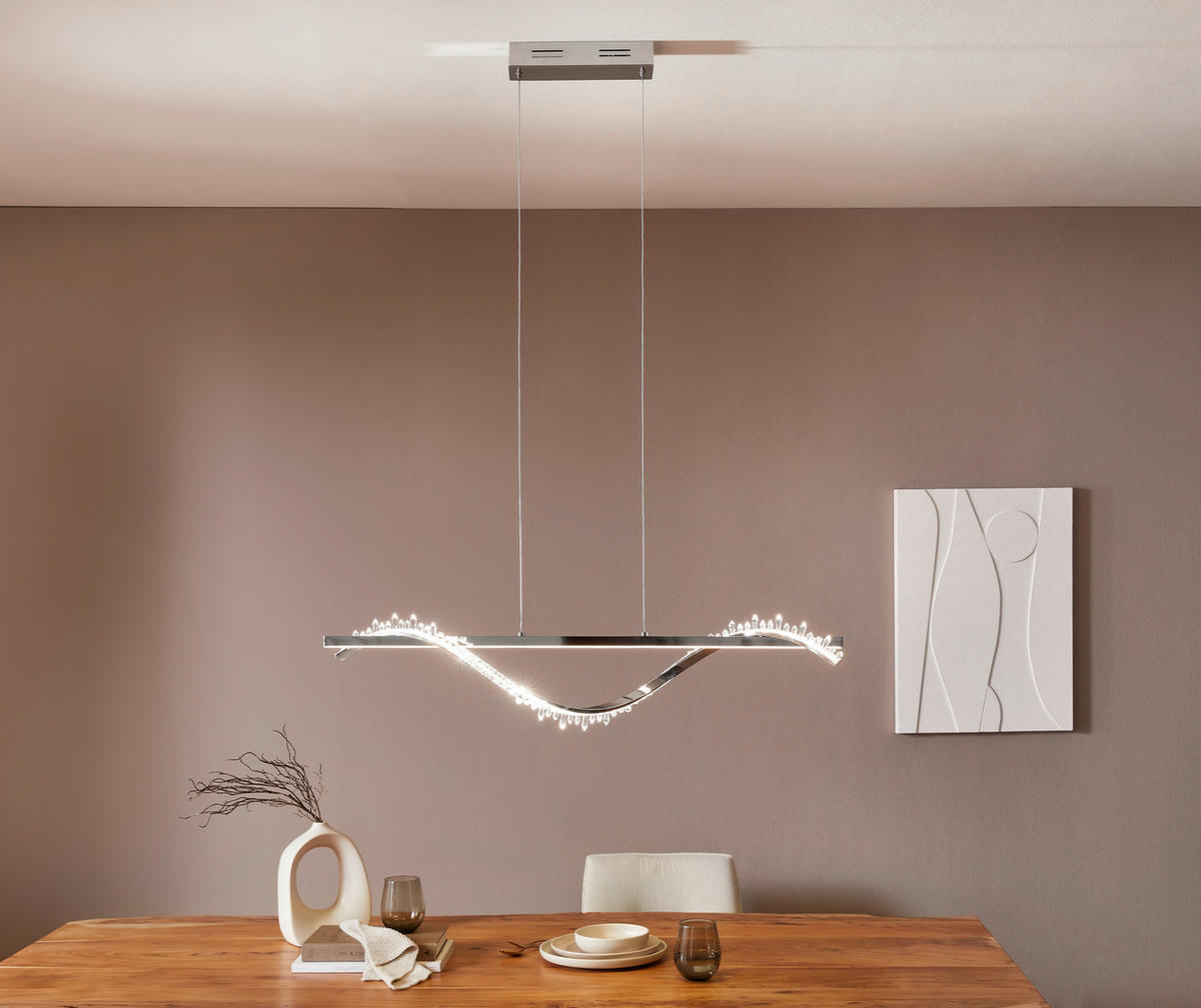 ZÁVĚSNÉ LED SVÍTIDLO, 100/26/150 cm  - barvy chromu, Design, kov (100/26/150cm) - Ambiente