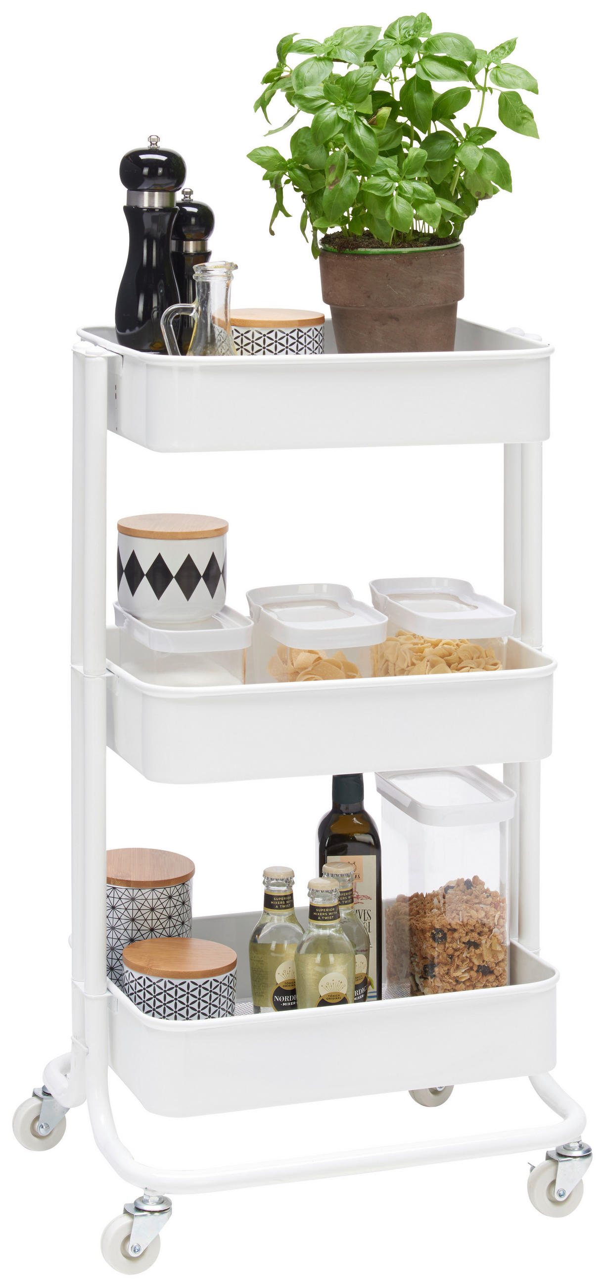 UNIVERZÁLIS KOCSI  - fehér, Design, fém (43/78,5/35cm) - Carryhome