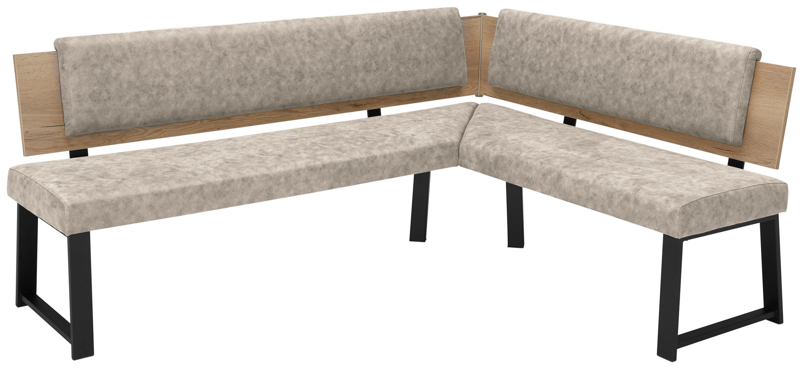 ECKBANK 200/160 cm  in Naturfarben  - Schwarz/Naturfarben, MODERN, Holzwerkstoff/Textil (200/160cm) - Venda