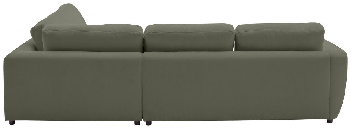 ECKSOFA Chenille Olivgrün  - Schwarz/Olivgrün, Konventionell, Kunststoff/Textil (307/224cm) - Hom`in