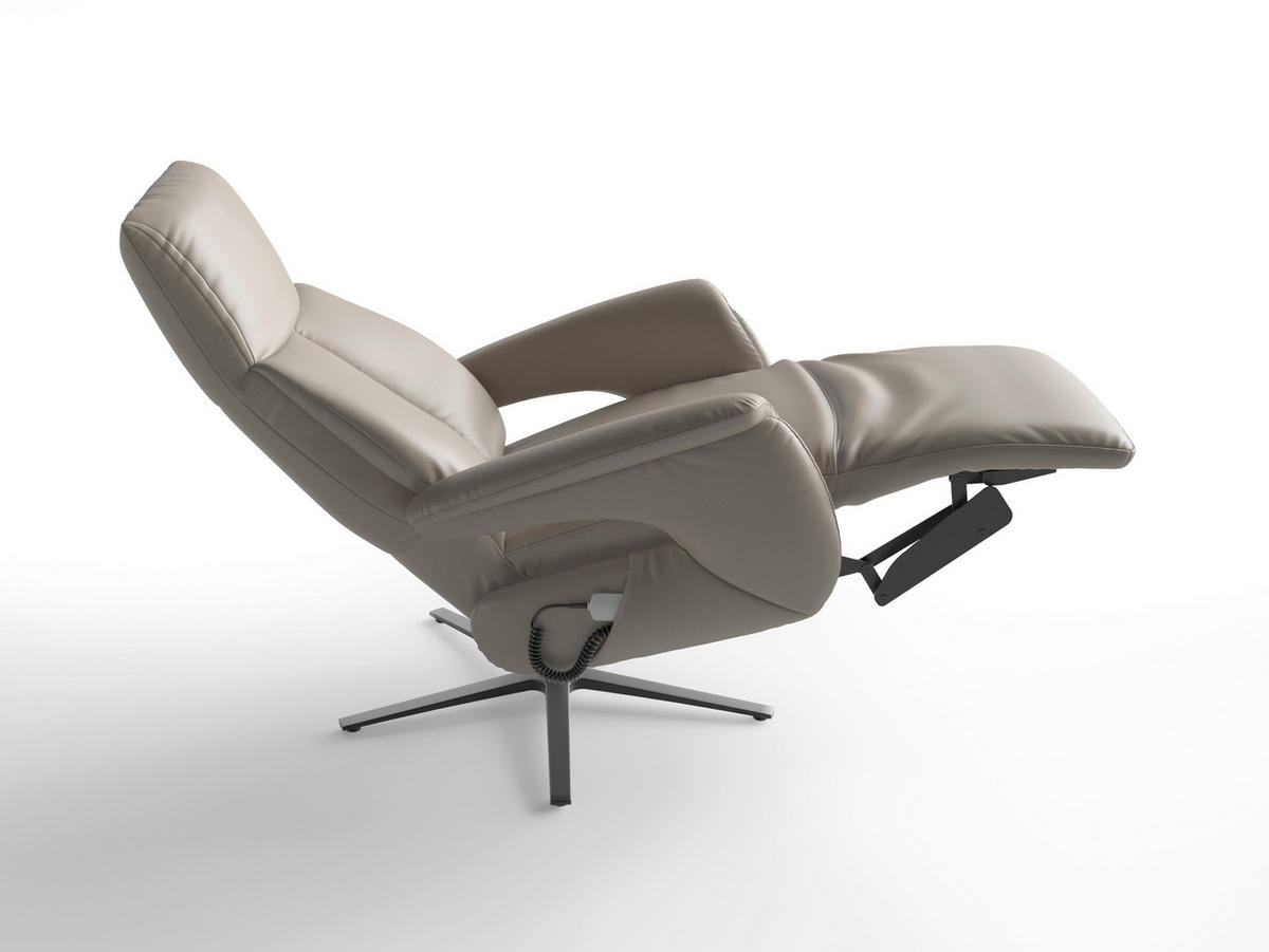 RELAXAČNÍ KŘESLO, kůže, šedá - šedá/černá, Basics, kov/kůže (75/110/85cm) - Sit & More