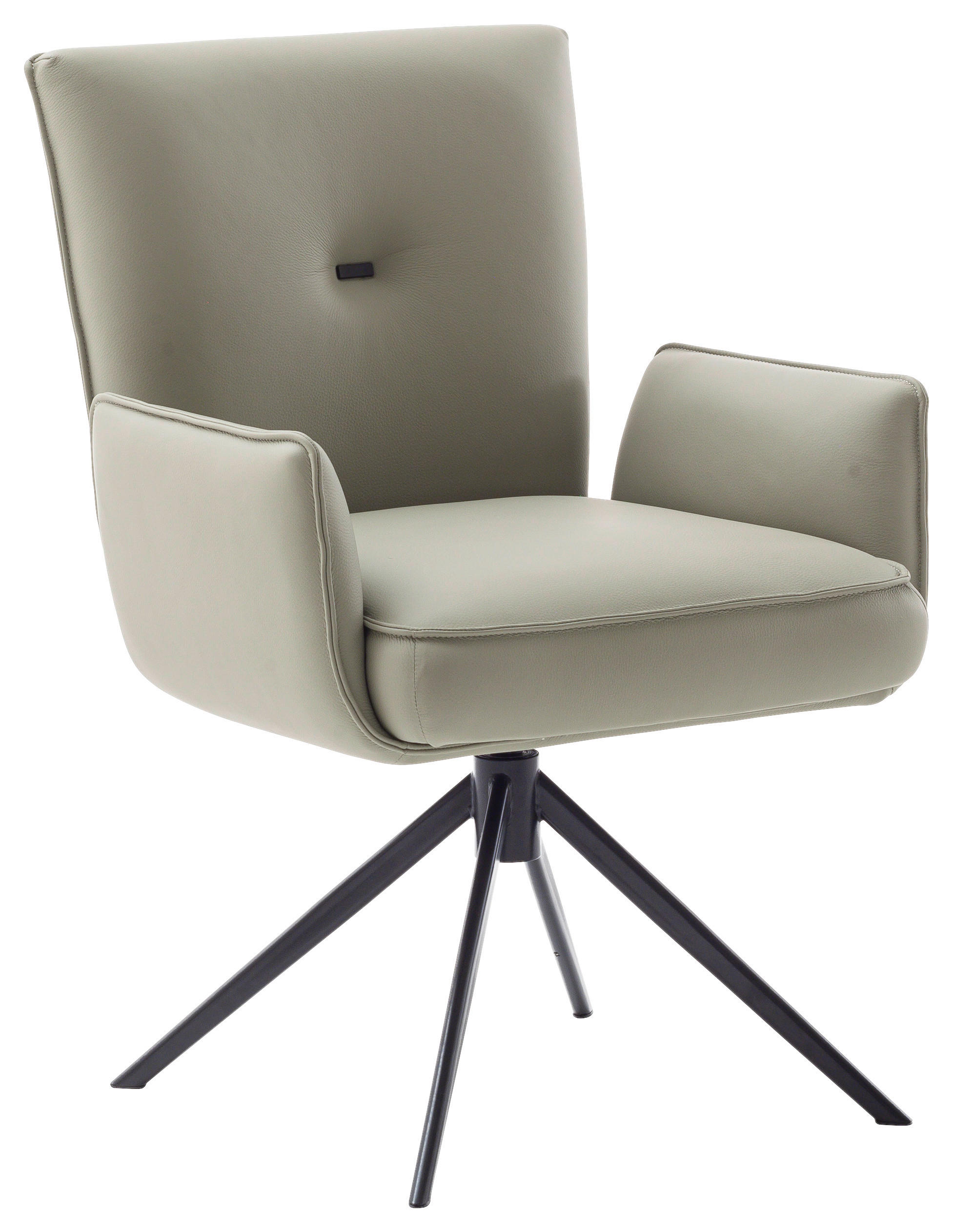 ARMLEHNSTUHL  in Stahl Echtleder pigmentiert  - Creme/Schwarz, Design, Leder/Metall (63/89/65cm) - Valnatura