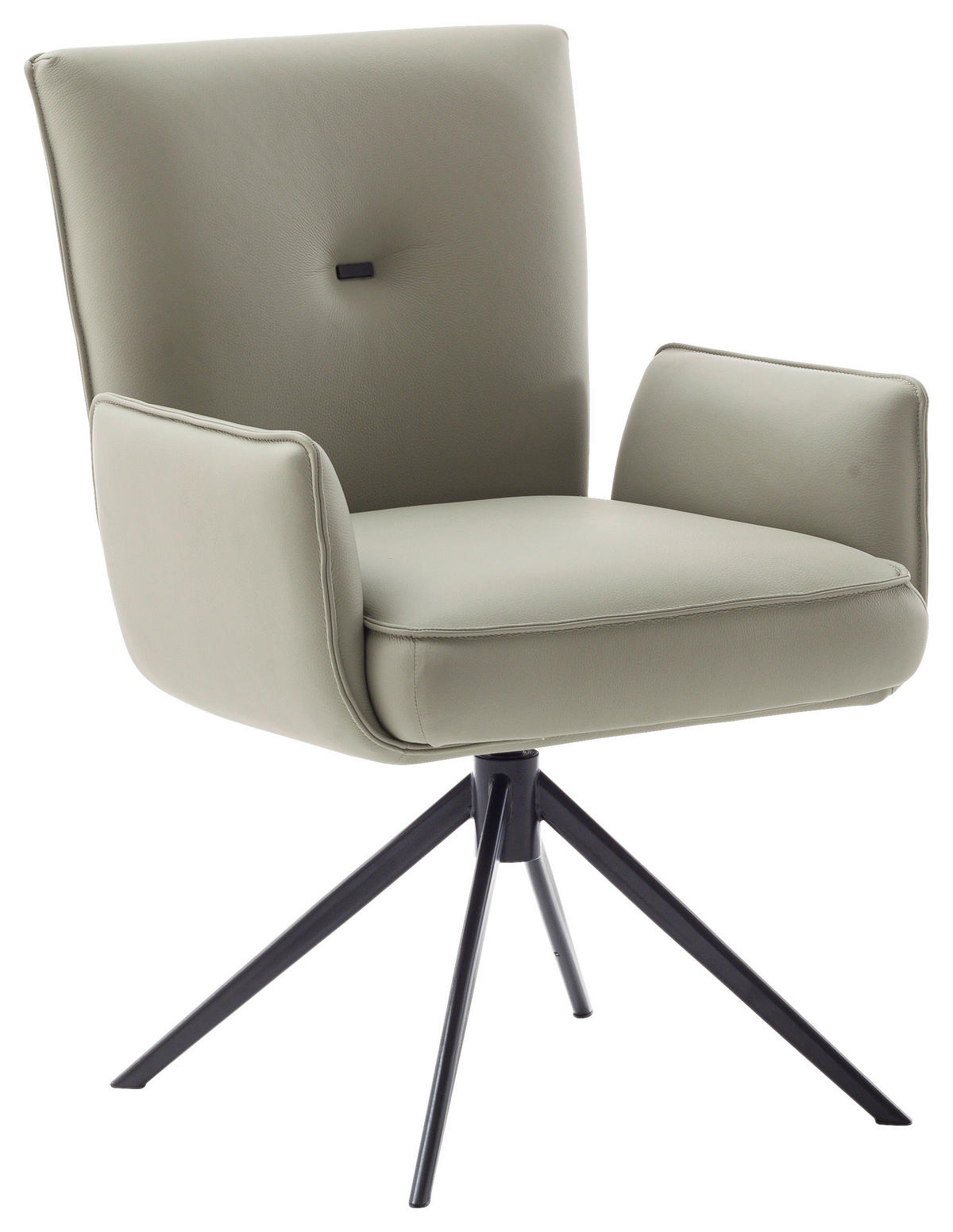 ARMLEHNSTUHL  in Stahl Echtleder pigmentiert  - Creme/Schwarz, Design, Leder/Metall (63/89/65cm) - Valnatura