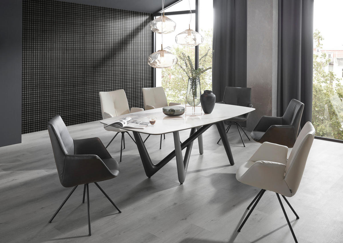 ESSTISCH in Kunststoff, Keramik 220/110/75 cm   - Weiss/Anthrazit, Design, Keramik/Kunststoff (220/110/75cm) - Dieter Knoll