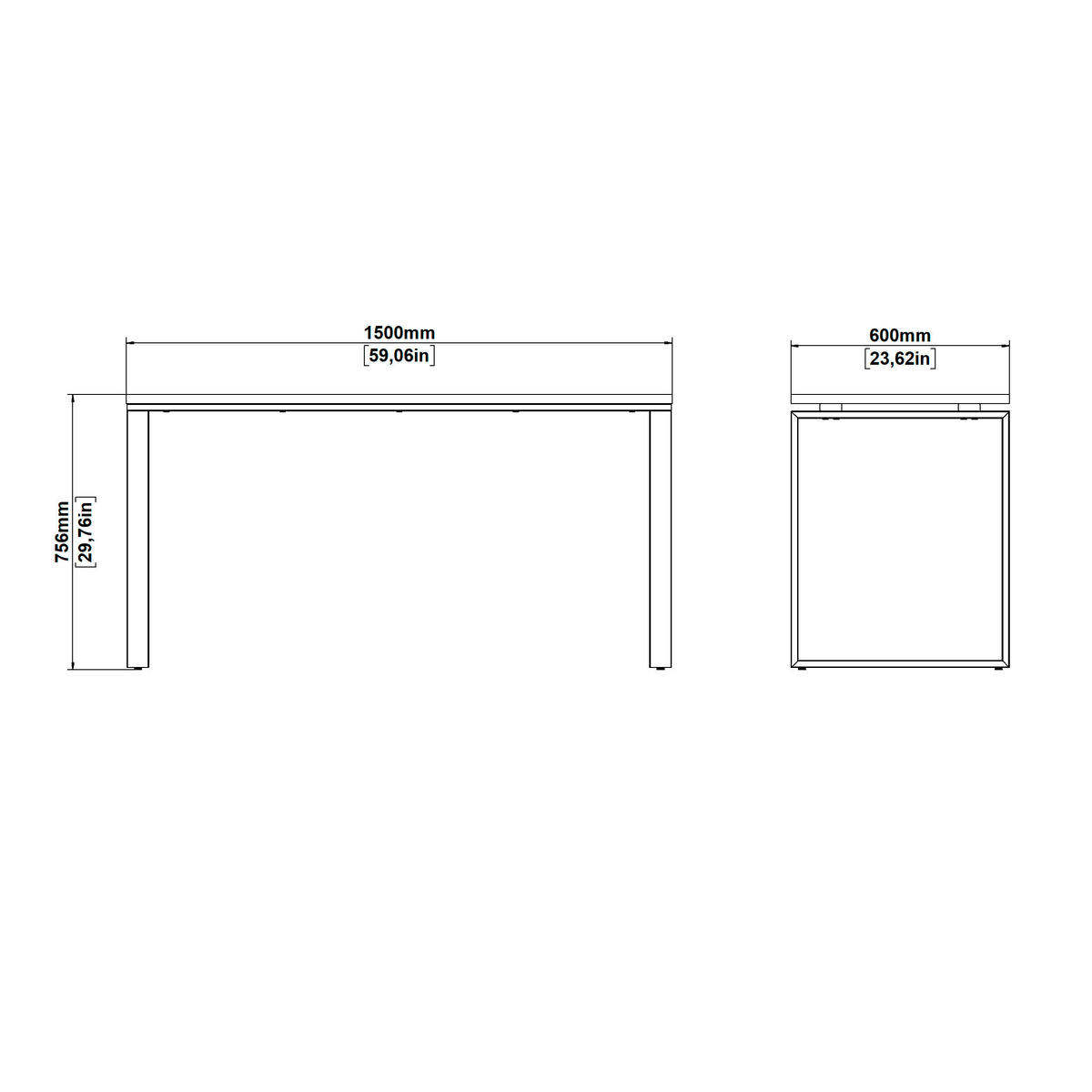 SCHREIBTISCH 150/60/75,6 cm  in Eichefarben  - Eichefarben/Grau, MODERN, Holzwerkstoff/Metall (150/60/75,6cm) - MID.YOU