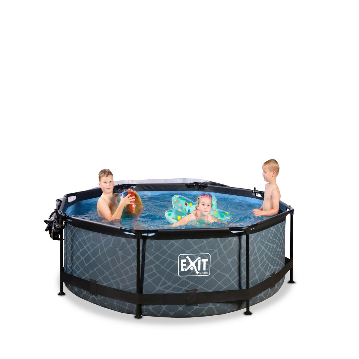 EXIT POOL STONE 244X76 244/76 cm  - Grau, KONVENTIONELL, Metall (244/76cm) - EXIT Toys