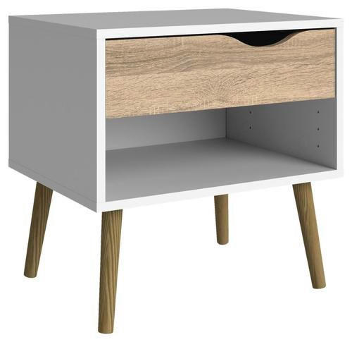 SÄNGBORD i vit, ekfärgad  - vit/ekfärgad, Design, trämaterial/trä (50,2/49,7/39,1cm) - Best Price