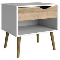 SÄNGBORD i vit, ekfärgad  - vit/ekfärgad, Design, trämaterial/trä (50,2/49,7/39,1cm) - Best Price