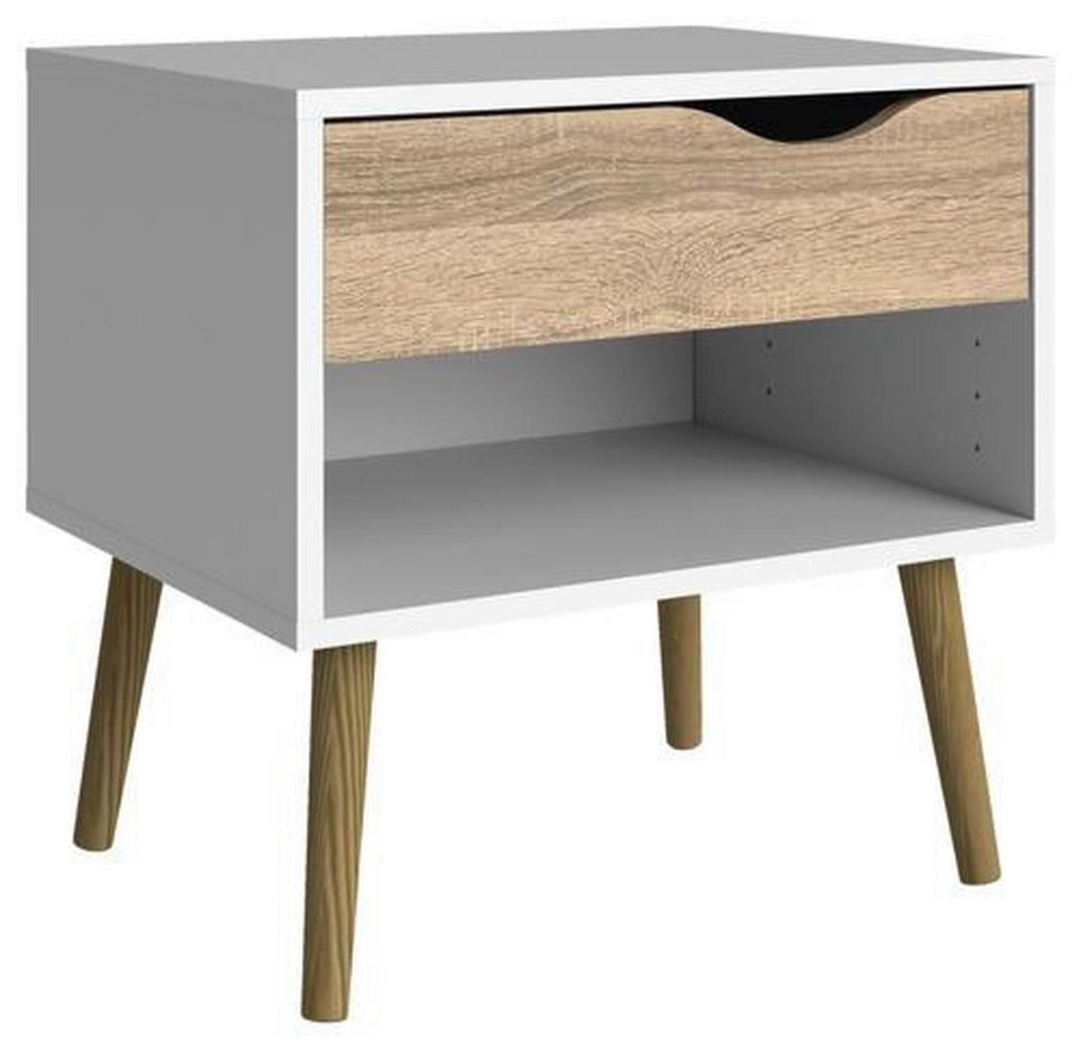 SÄNGBORD i vit, ekfärgad  - vit/ekfärgad, Design, trämaterial/trä (50,2/49,7/39,1cm) - Best Price
