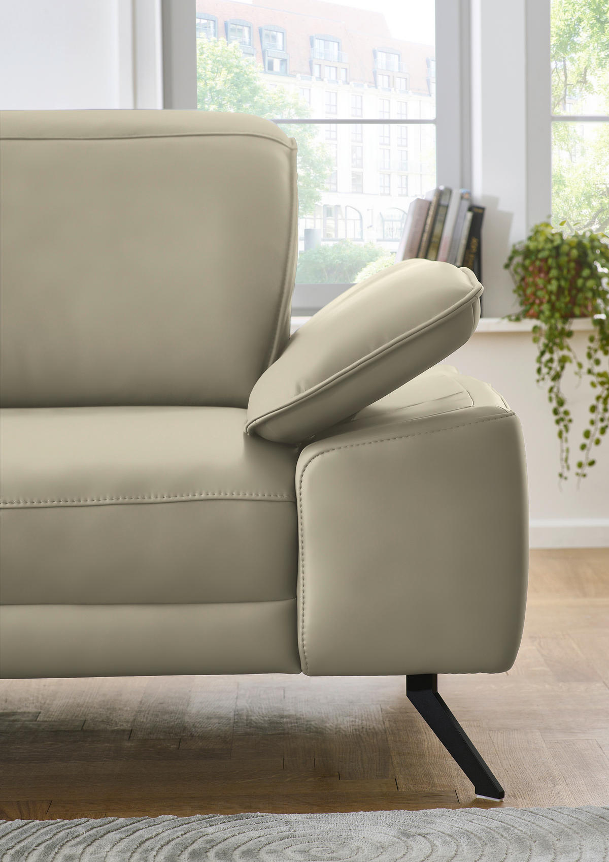 ECKSOFA in Echtleder Naturfarben  - Schwarz/Naturfarben, Design, Leder/Metall (193/332cm) - Dieter Knoll