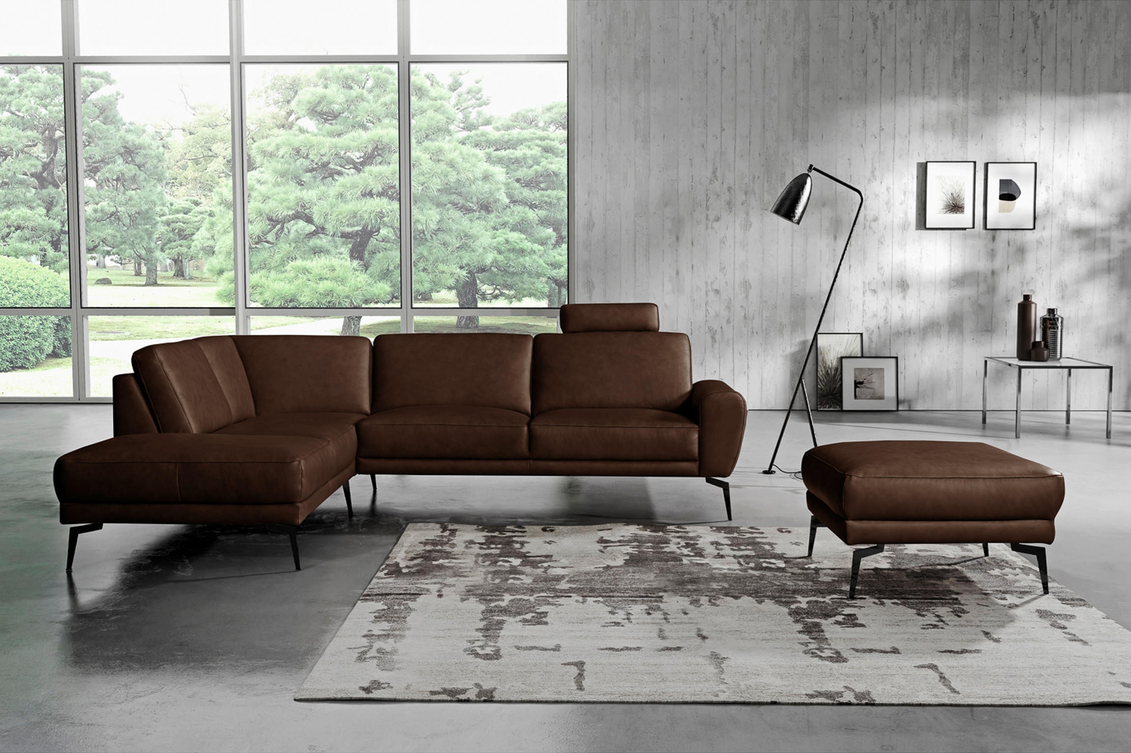 KOPFSTÜTZE - Dunkelbraun, Design, Leder (52/17/14cm) - Livetastic
