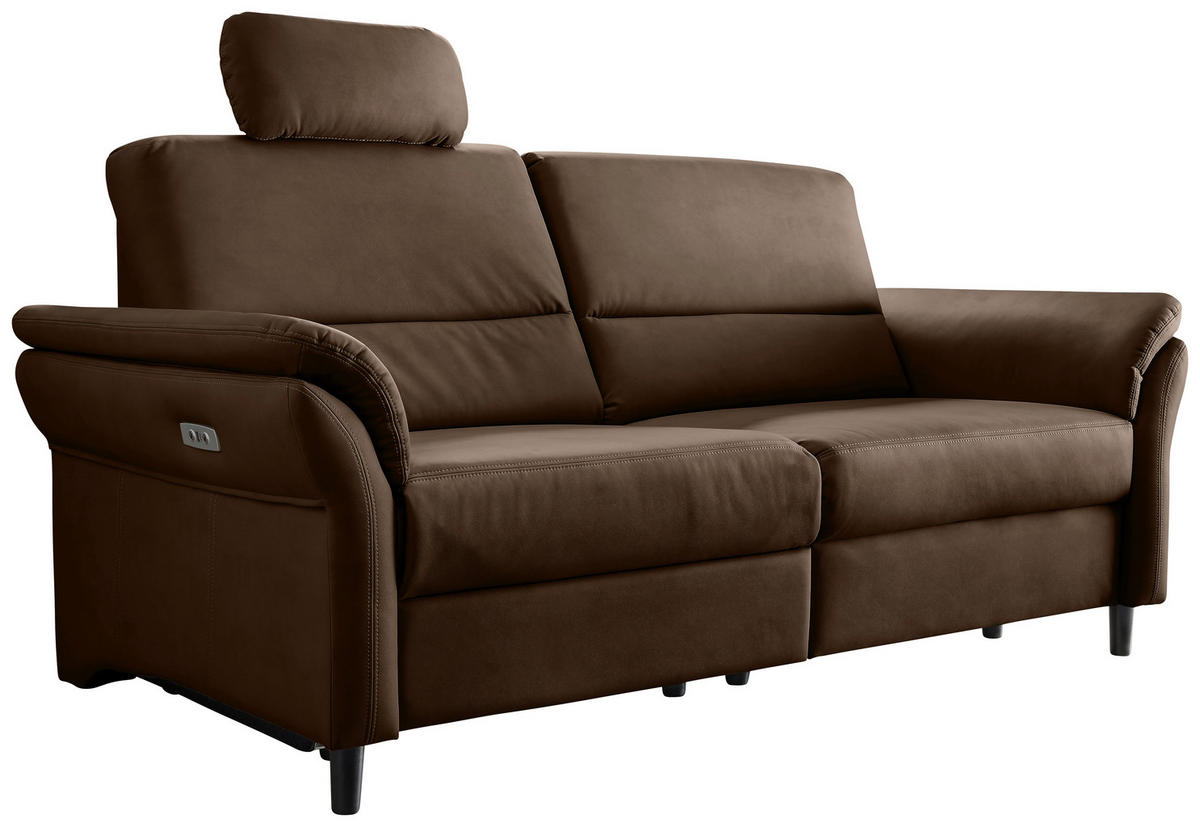 3-SITZER-SOFA in Lederlook Braun  - Schwarz/Braun, MODERN, Holz/Textil (192/90/89cm) - Livetastic