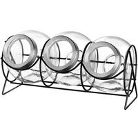 SADA DÓZ NA POTRAVINY  - černá/průhledné, Konvenční, kov/plast (39/20/19cm) - Leonardo