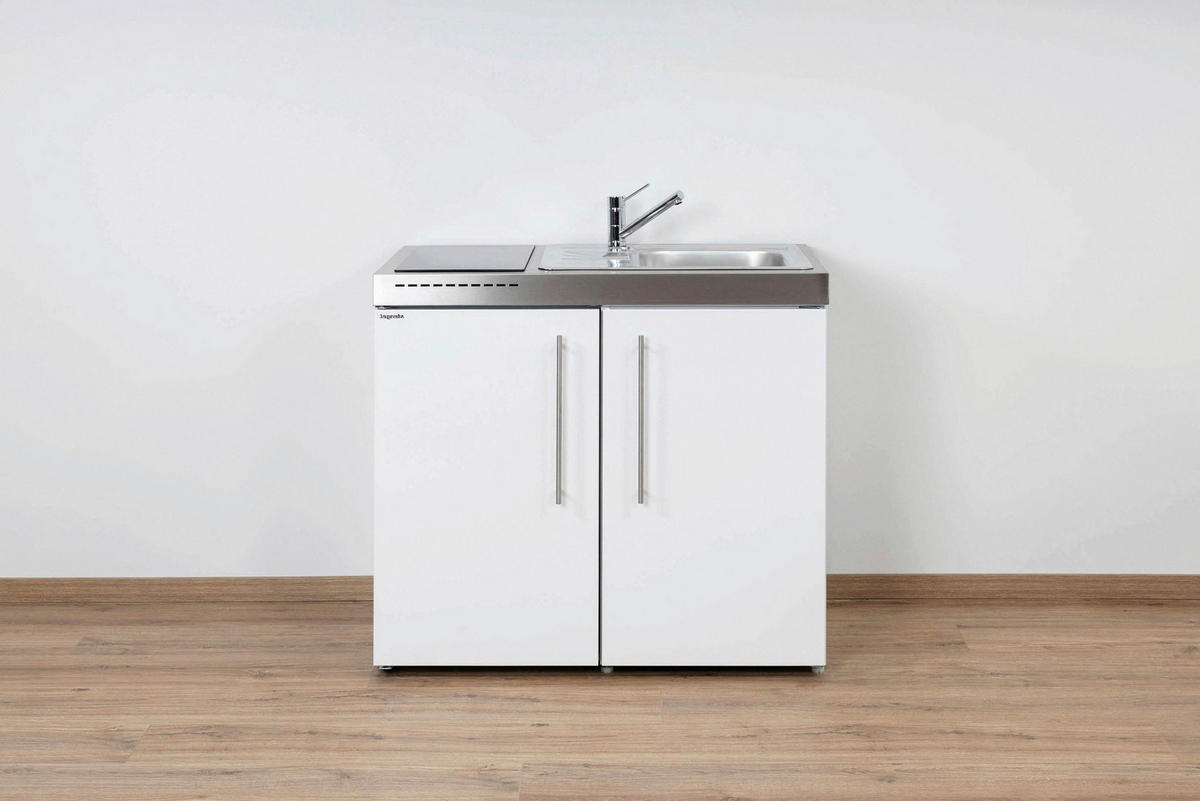 MINIKÜCHE  100/89/60 cm  in Weiß  - Edelstahlfarben/Weiß, Basics, Metall (100/89/60cm)