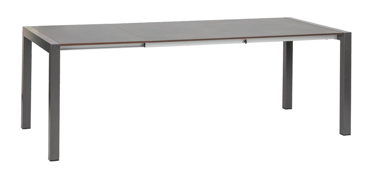 GARTENSET beschichtet Aluminium  - Schieferfarben/Anthrazit, Basics, Textil/Metall (160+60/98/72cm) - Acamp