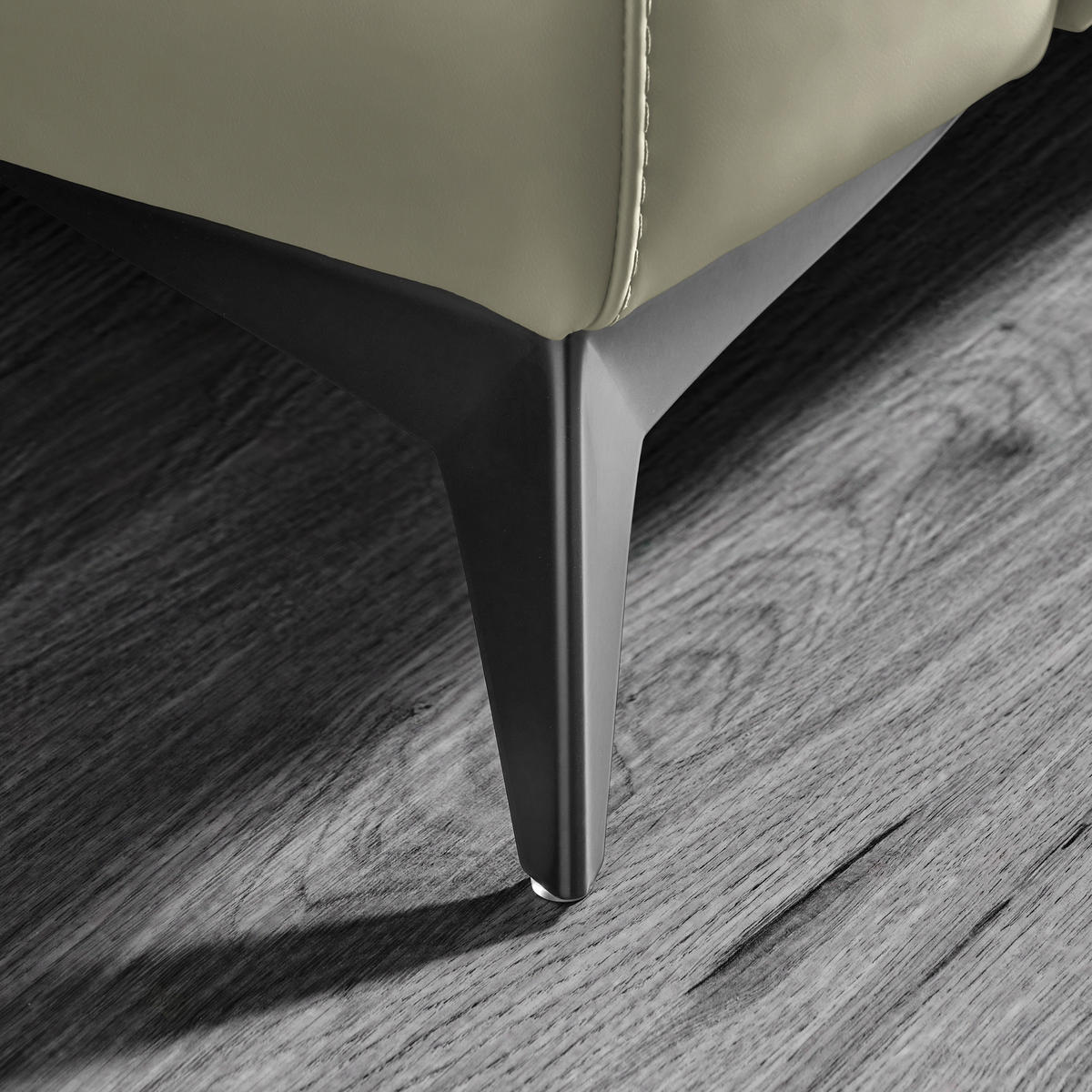 3-SED,  srebrne barve usnje  - srebrne barve/črna, Design, kovina/usnje (214/105/98cm) - Belluti