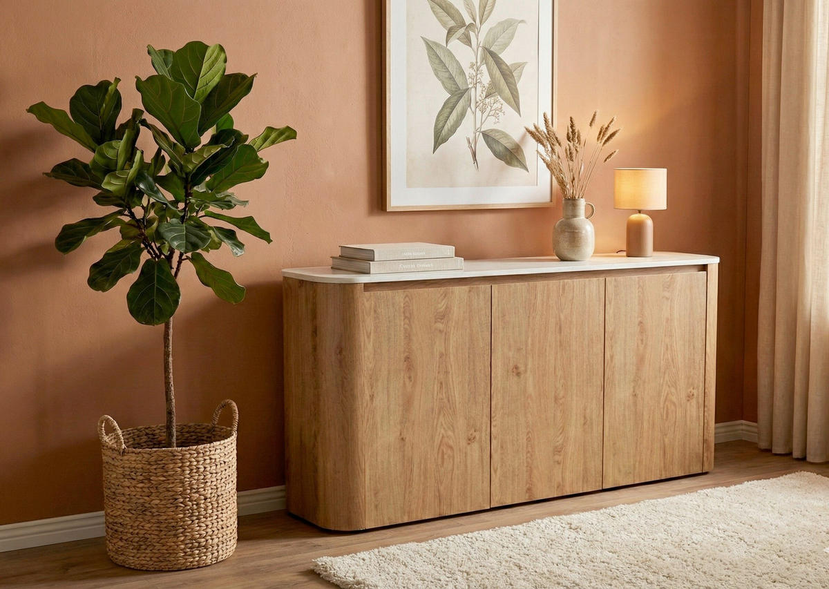 SIDEBOARD  150/74,1/39 cm  - Eichefarben/Weiß, KONVENTIONELL, Holzwerkstoff/Kunststoff (150/74,1/39cm) - MID.YOU