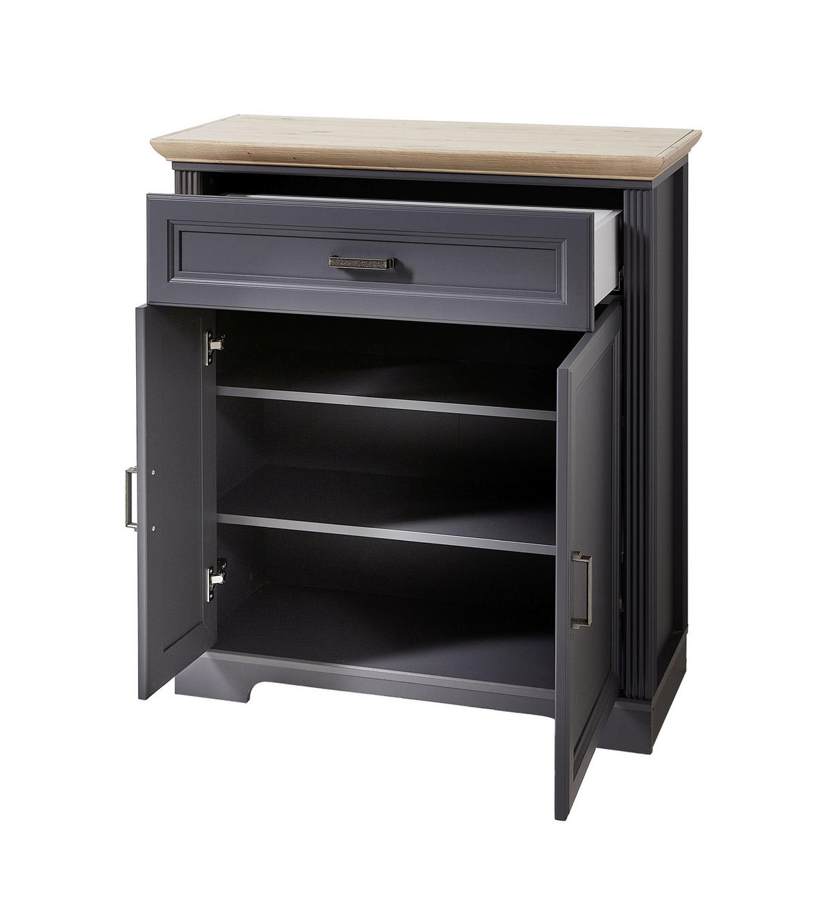 SCHUHSCHRANK Graphitfarben, Eichefarben  - Eichefarben/Graphitfarben, ROMANTIK / LANDHAUS, Holzwerkstoff/Metall (93/102/41cm) - Landscape