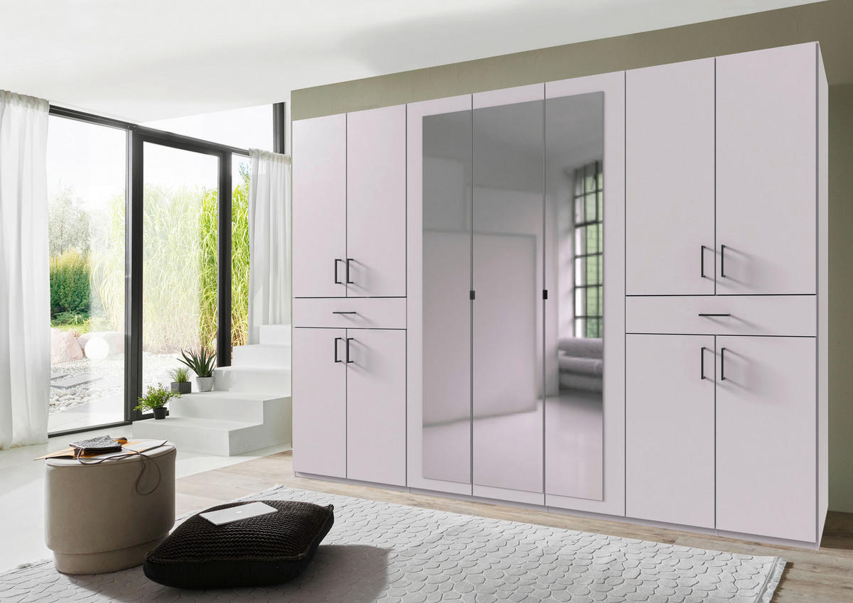 DREHTÜRENSCHRANK  in Weiß  - Schwarz/Weiß, KONVENTIONELL, Glas/Holzwerkstoff (313/208/58cm) - Carryhome