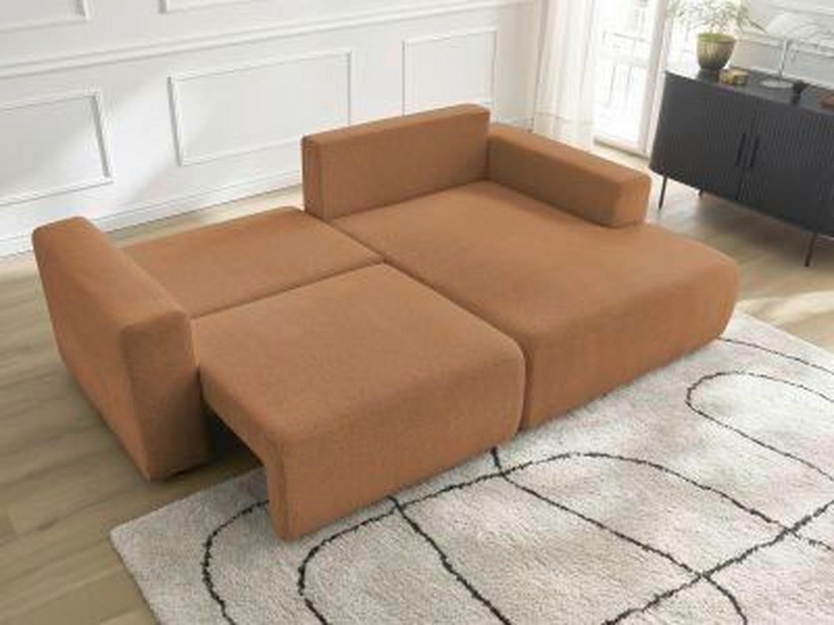 ECKSOFA Ottomane rechts  ATILLA Orange Flachgewebe  - Schwarz/Orange, MODERN, Kunststoff/Textil (244/149cm)