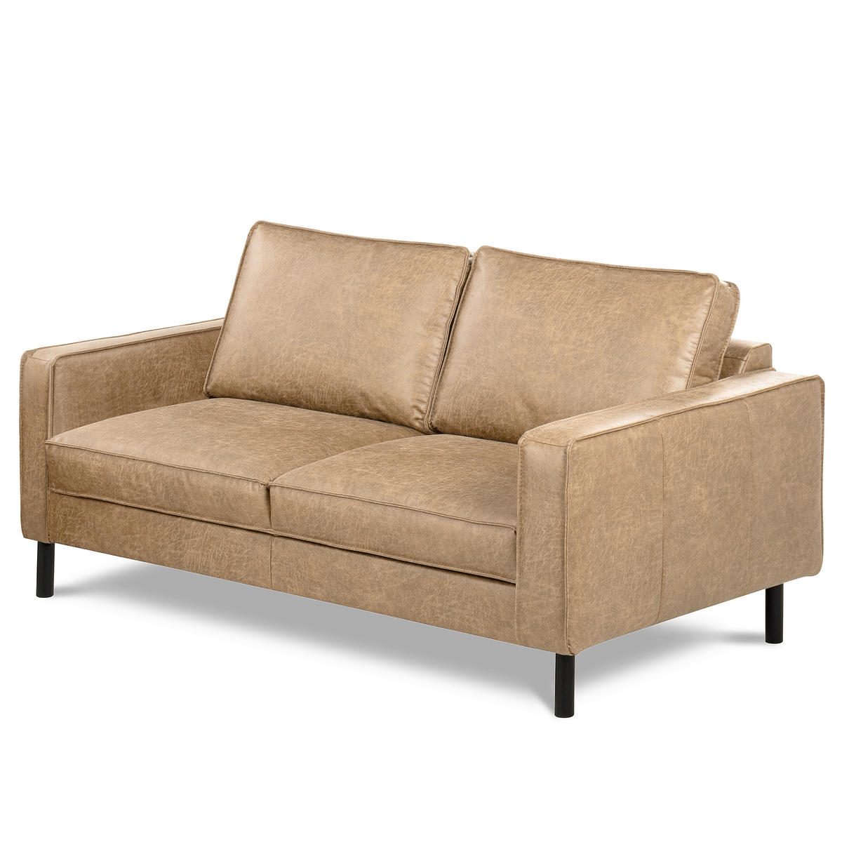 2-SITZER-SOFA Sandfarben Echtleder Lederlook  - Sandfarben, Design, Leder/Textil (148/85/92cm) - Livetastic