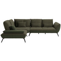 ECKSOFA in Flachgewebe Dunkelgrün  - Dunkelgrün/Schwarz, Design, Textil/Metall (250/310cm) - Moderano