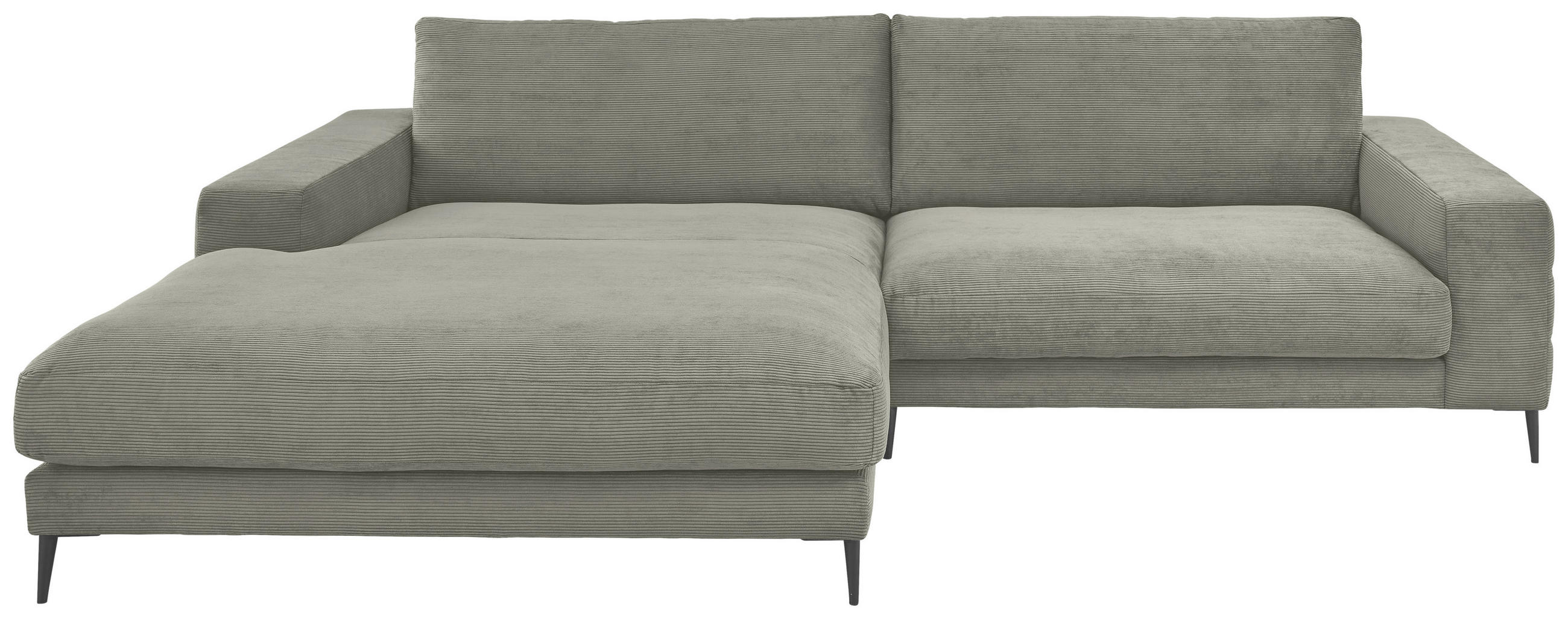 ECKSOFA in Feincord Grau  - Schwarz/Grau, Design, Textil/Metall (207/293cm) - Dieter Knoll