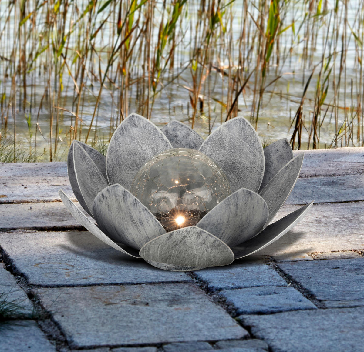 SOLCELLSLAMPA 25/10 cm   - blå, Basics, metall/glas (25/10cm) - Ambia Garden
