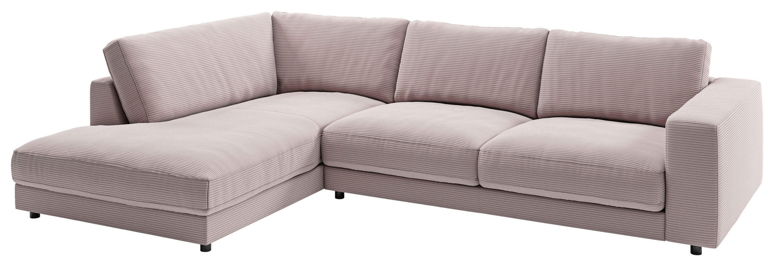ECKSOFA Rosa Cord  - Schwarz/Rosa, Design, Kunststoff/Textil (224/325cm) - Pure Home Lifestyle