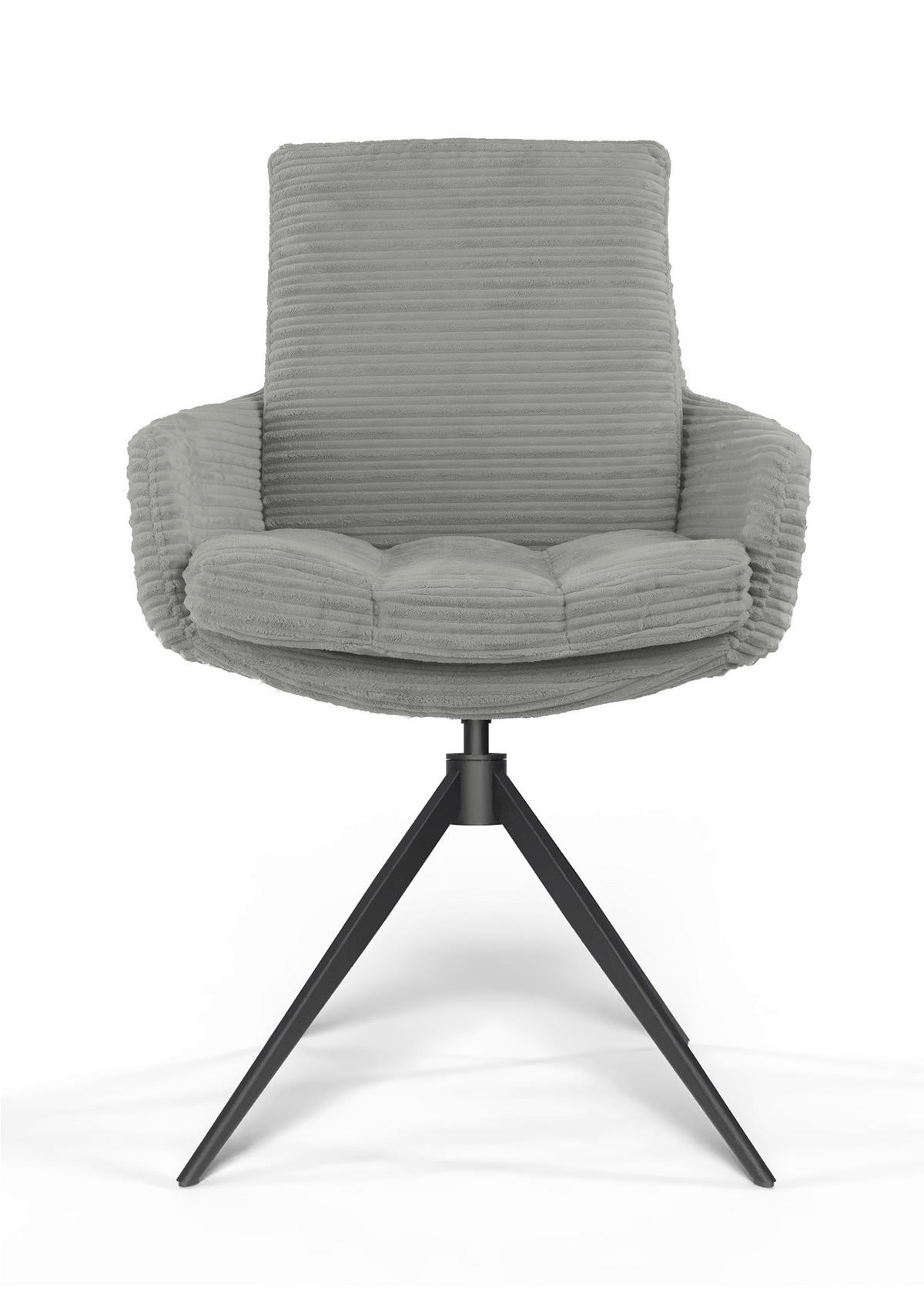ARMLEHNSTUHL  Beinauswahl, Sitzfläche 360° drehbar, Stoff-/Lederauswahl gerippt  Grau  - Schwarz/Grau, Design, Textil/Metall (60/91/62cm) - Valdera
