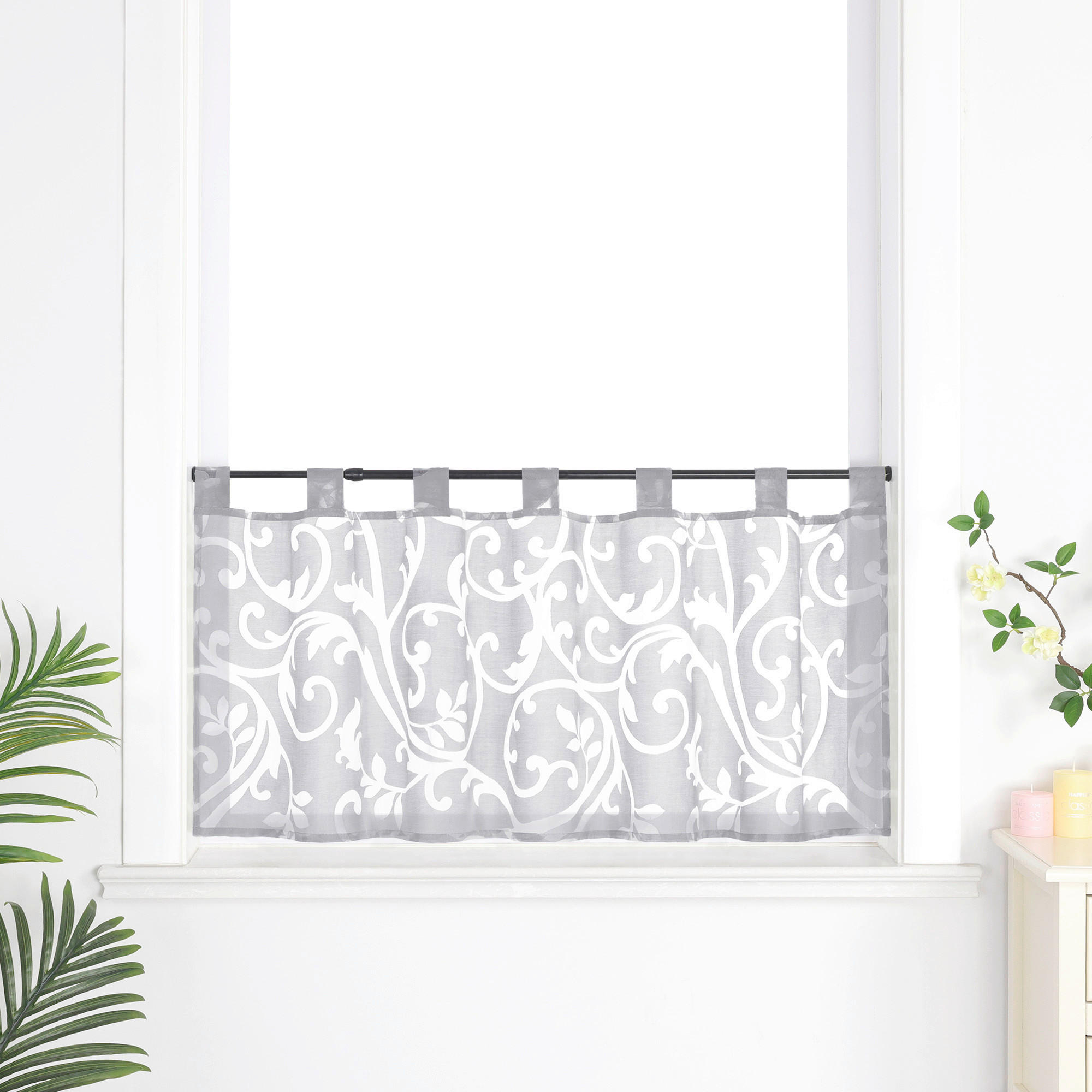 SCHEIBENGARDINE   120/45 cm   - Hellgrau, Basics, Textil (120/45cm)