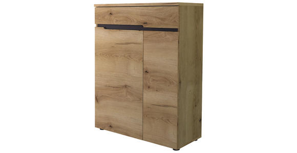 SCHUHSCHRANK 80/107/38 cm  - Eichefarben/Schwarz, KONVENTIONELL, Holzwerkstoff (80/107/38cm) - Xora