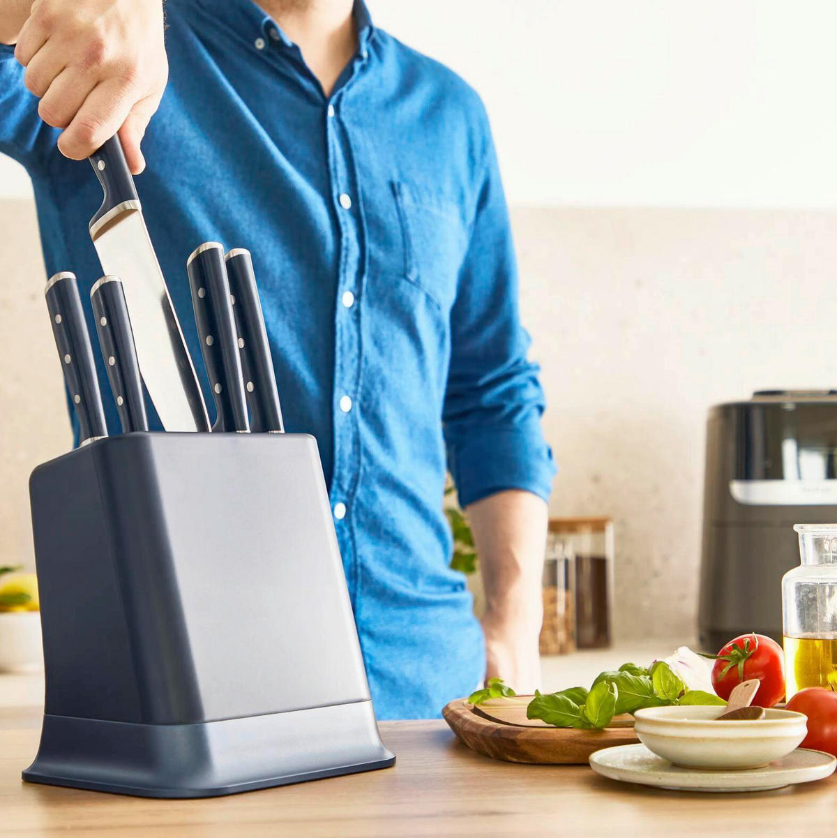 BLOK NA NOŽE  6dílné - tmavě modrá, Konvenční, kov/plast - Tefal