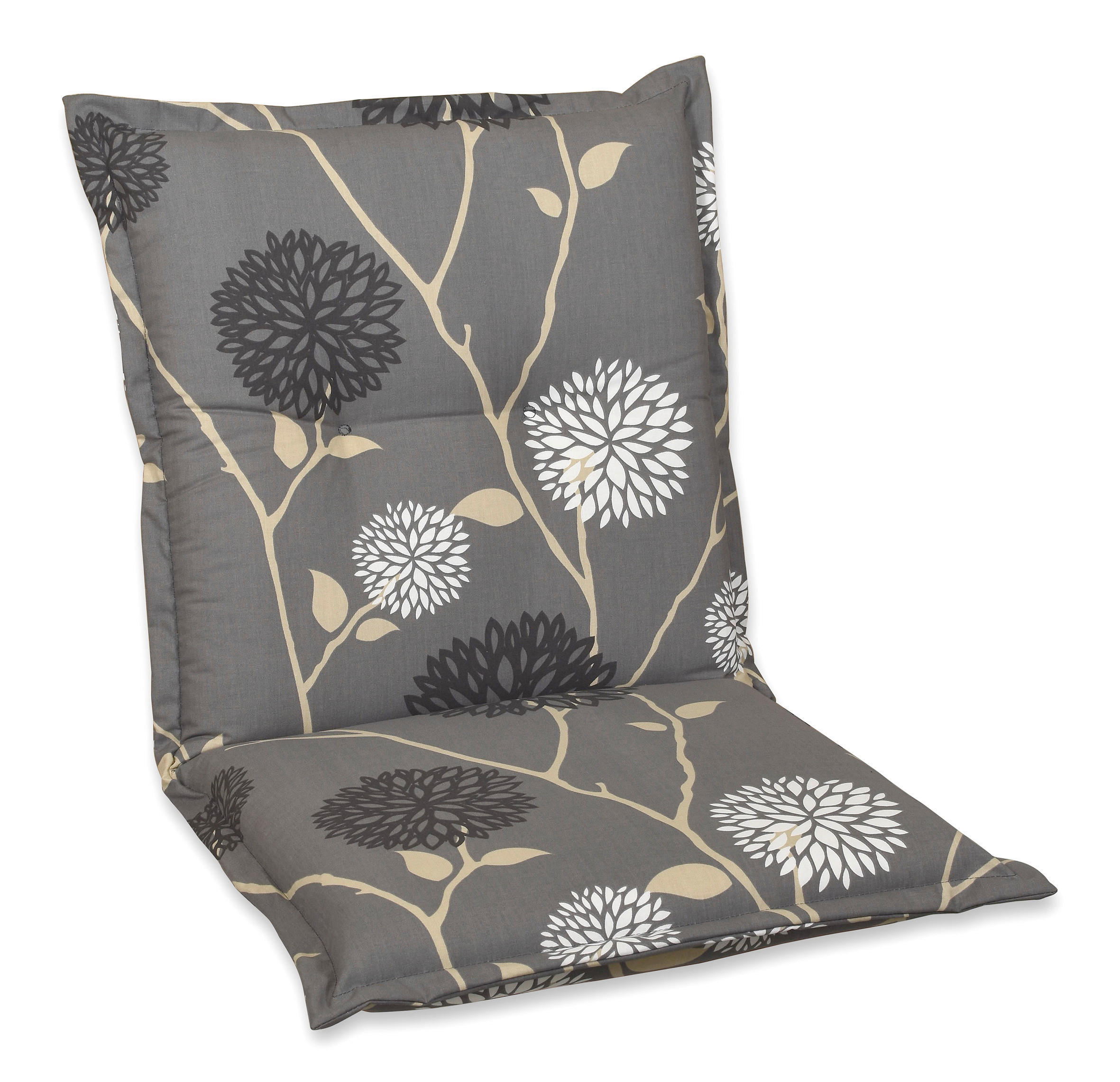 SESSELAUFLAGE in Schwarz, Weiß, Beige, Grau Blume  - Beige/Schwarz, Basics, Textil (50/9/100cm)