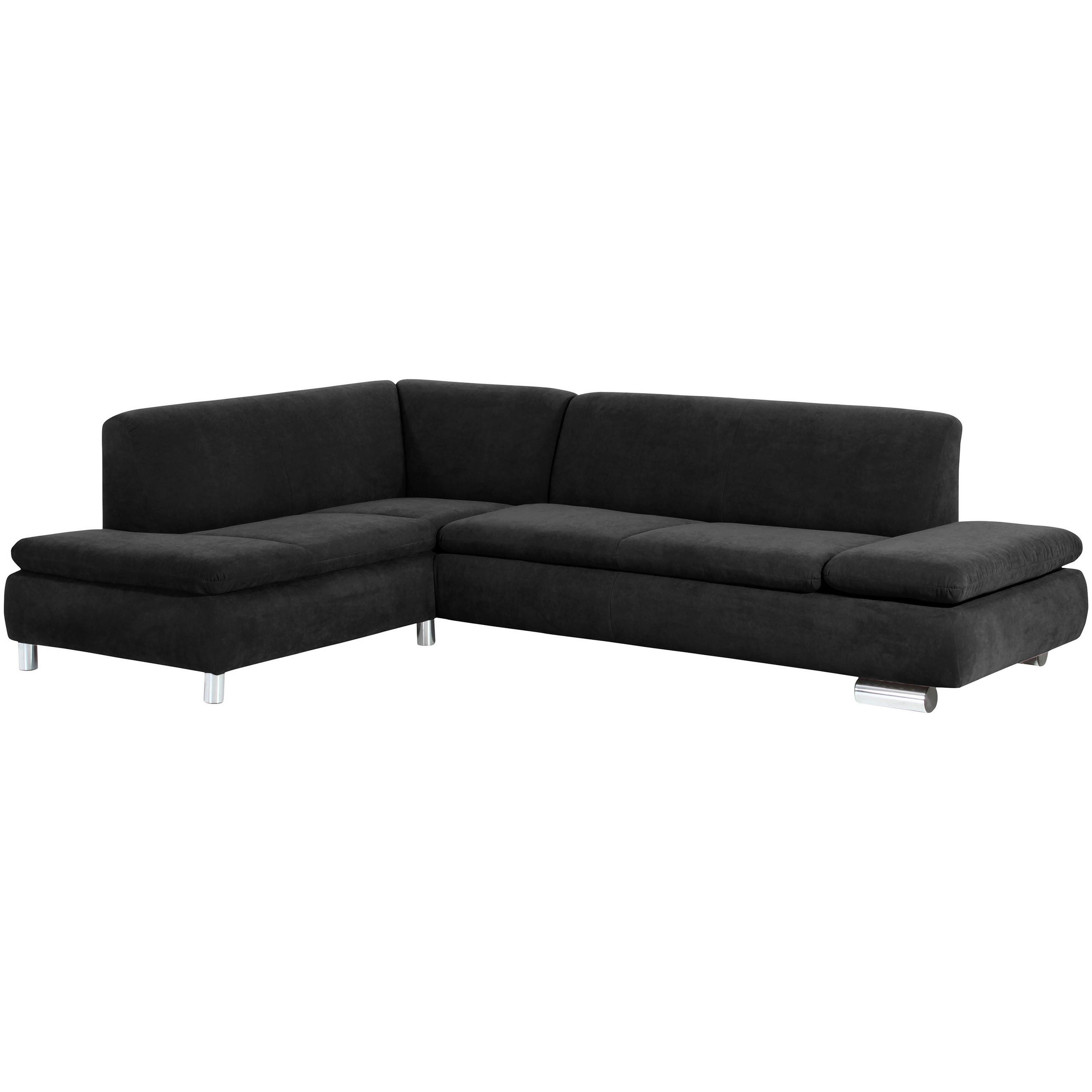 ECKSOFA Schwarz Velours - Schwarz, Design, Textil/Metall (190/270cm) - Max Winzer