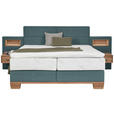 BOXSPRINGBETT 160/200 cm  in Eichefarben, Petrol  - Eichefarben/Petrol, Natur, Holz/Textil (160/200cm) - Valnatura