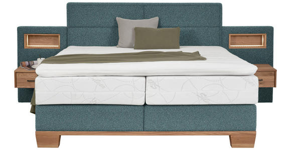 BOXSPRINGBETT 160/200 cm in Eichefarben, Petrol - Eichefarben/Petrol, Natur, Holz/Textil (160/200cm) - Valnatura