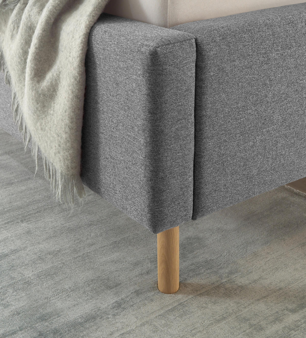 POLSTERBETT 140/200 cm  in Hellgrau  - Eichefarben/Hellgrau, KONVENTIONELL, Holz/Textil (140/200cm) - SetOne by Musterring