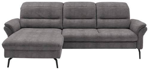 ECKSOFA in Flachgewebe Dunkelbraun  - Dunkelbraun/Schwarz, Konventionell, Textil/Metall (181/260cm) - Beldomo Speed