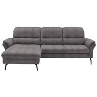 ECKSOFA in Flachgewebe Dunkelbraun  - Dunkelbraun/Schwarz, Konventionell, Textil/Metall (181/260cm) - Beldomo Speed