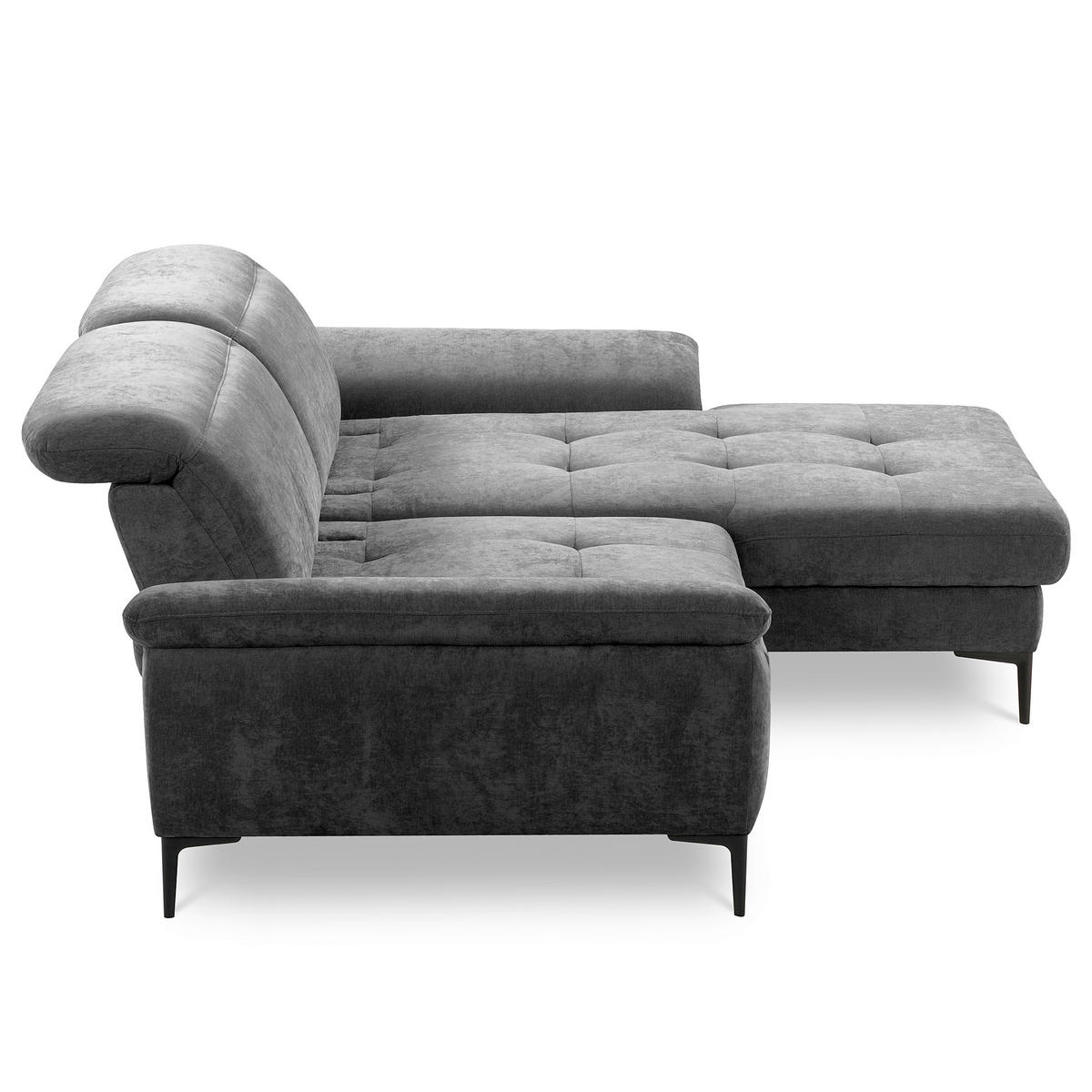 ECKSOFA  Webstoff Schwarz  - Schwarz, Design, Textil/Metall (268/195cm) - Livetastic