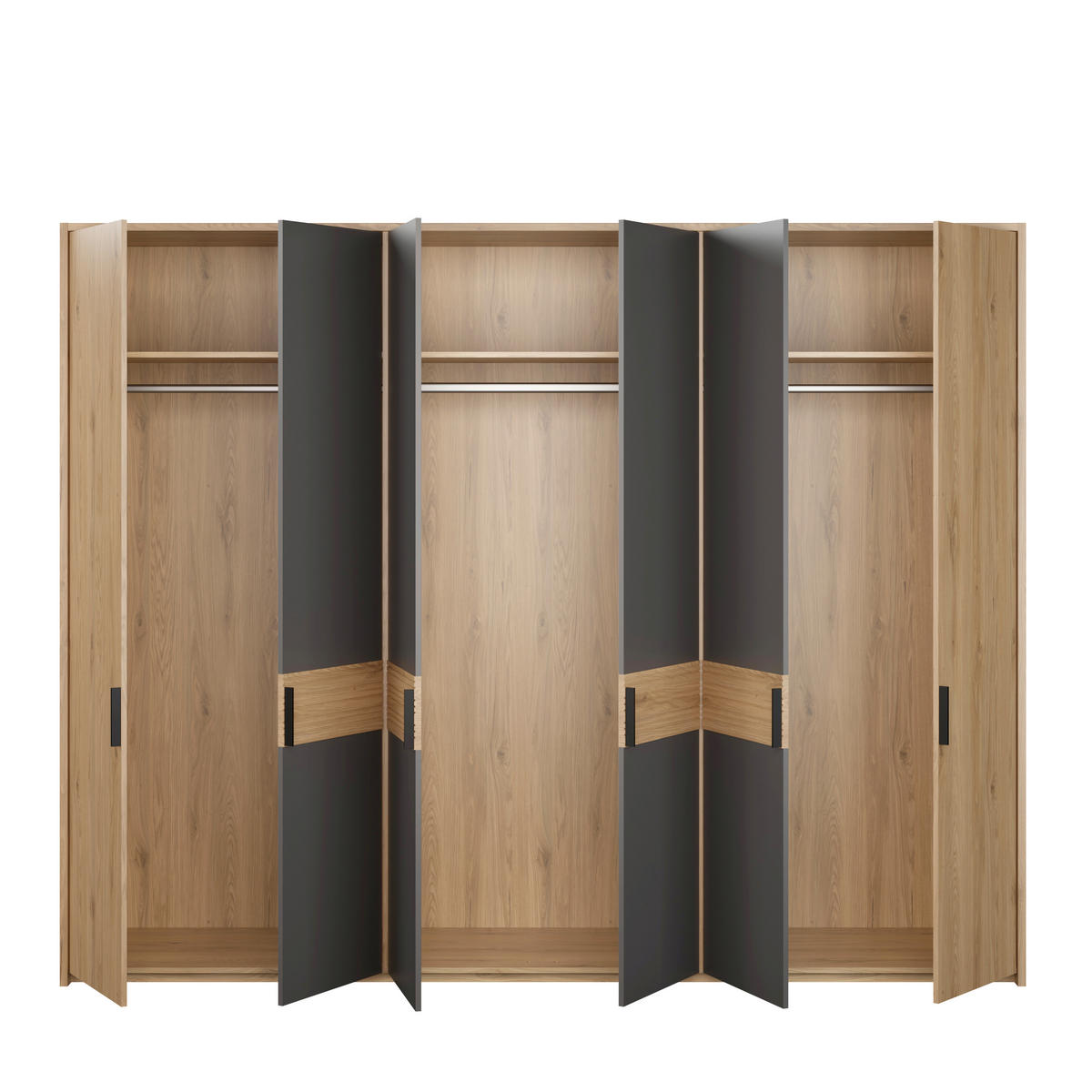 ORMAR S KLASIČNIM VRATIMA siva, prirodne boje   - siva/boje hrasta, Moderno, drvni materijal/metal (265,7/210,5/54,4cm) - Hom`in