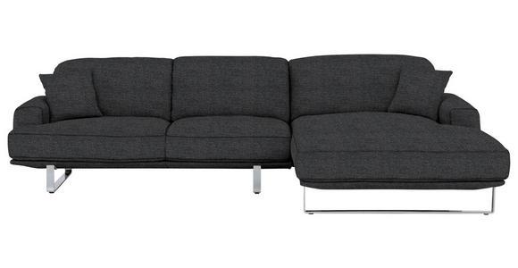 ECKSOFA Graphitfarben Webstoff Rücken echt, Kopfteilverstellung  - Graphitfarben, Design, Textil/Metall (304/184cm) - Dieter Knoll