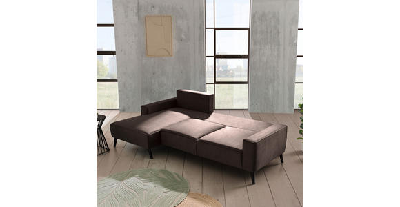 ECKSOFA in Velours Taupe  - Taupe/Schwarz, KONVENTIONELL, Holz/Textil (161/260cm) - Carryhome